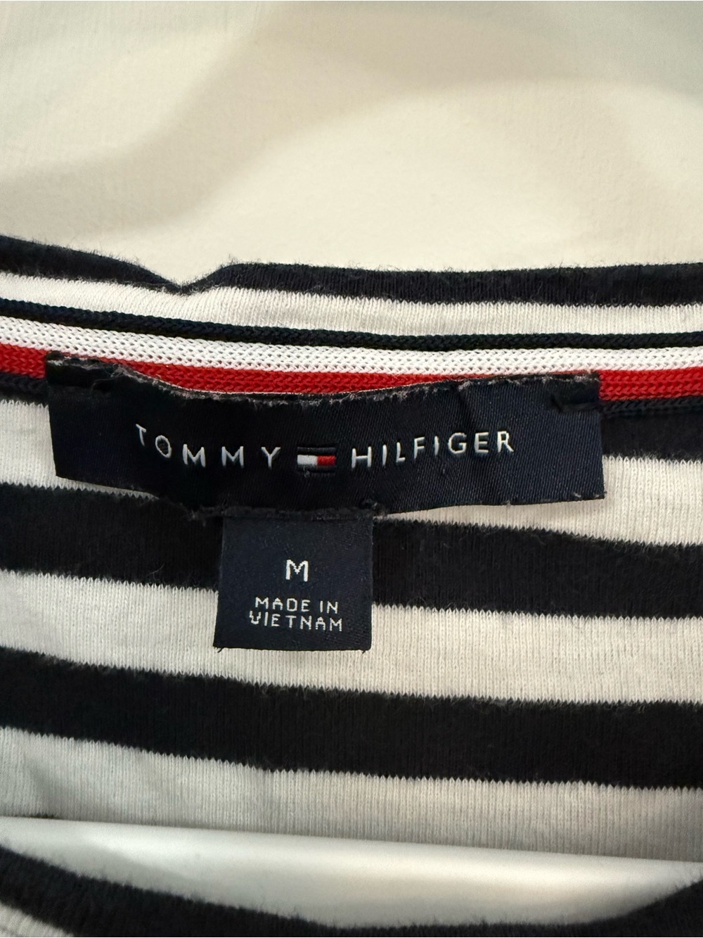 Tommy Hilfiger Navy Blue & White Striped Tee with Blue Pocket - Picture 2 of 3